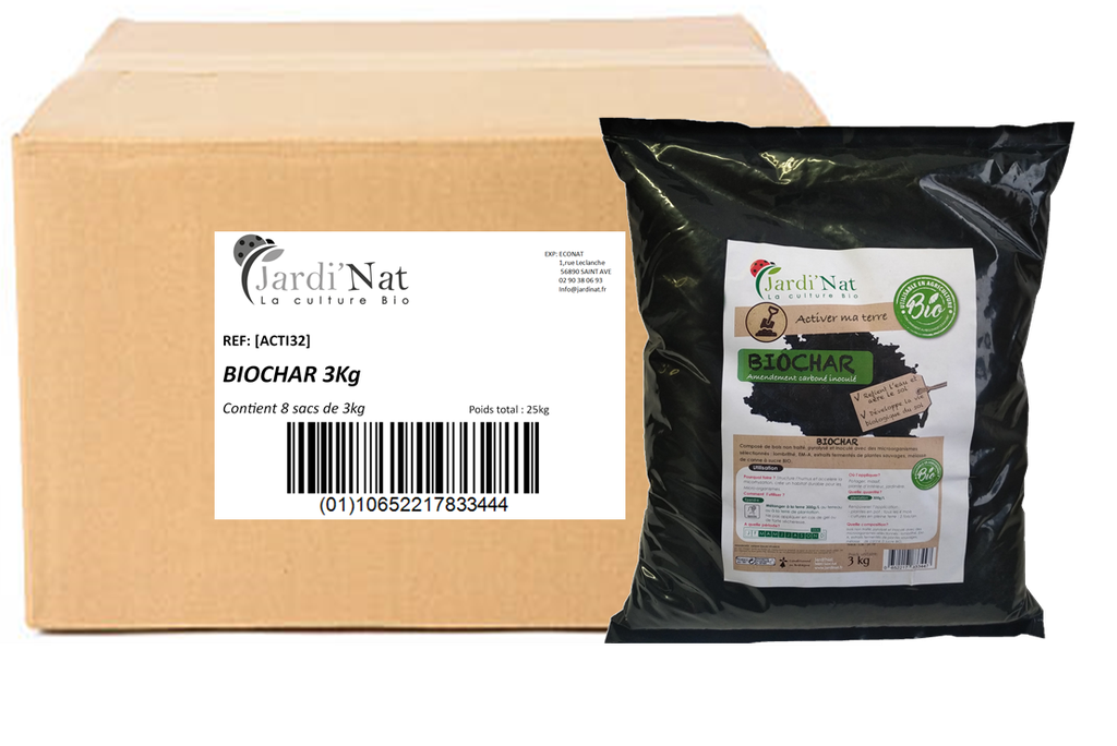 Carton : Biochar Jardi'Nat 3kg*(8 unités)